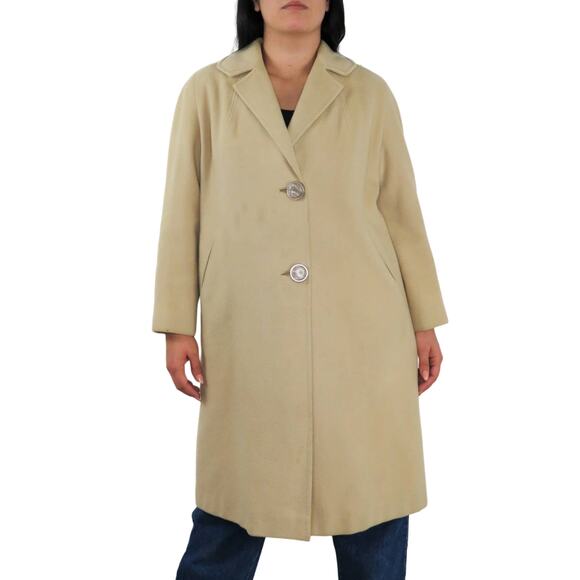Jordan Marsh 1970s Beige Cream Vintage Cashmere Peacoat Long Coat Large - Picture 12 of 13